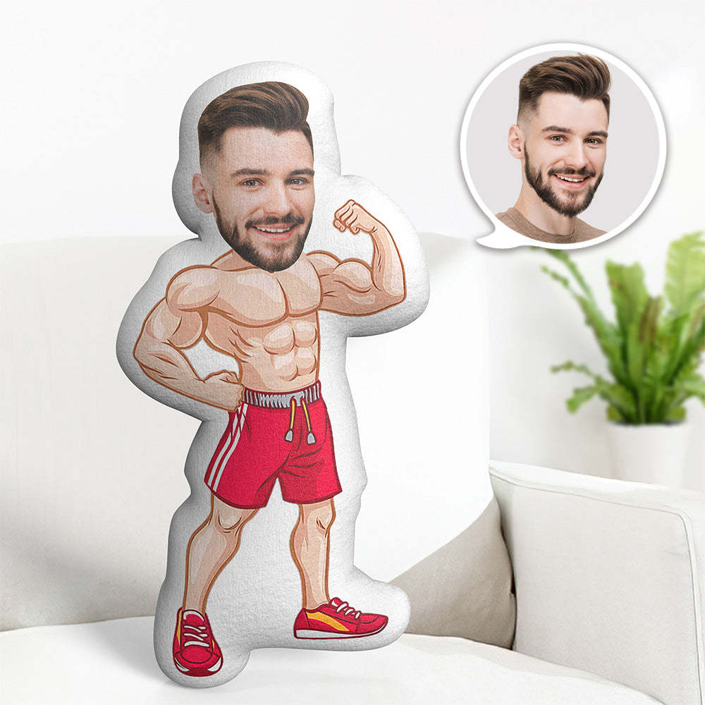 Körperkissen Mein Gesichtskissen Benutzerdefinierte Puppen Einarmstärke Rote Shorts Fitness Fotokissen Minime-kissen Personalisiertes Kissen Geschenk - dephotoblanket