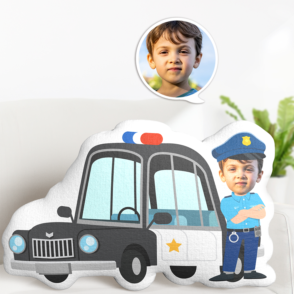 Benutzerdefiniertes Foto-gesichtskissen, Polizei-kids-job-kissen, Personalisiertes Foto, Individuell Geformtes Kissen - dephotoblanket