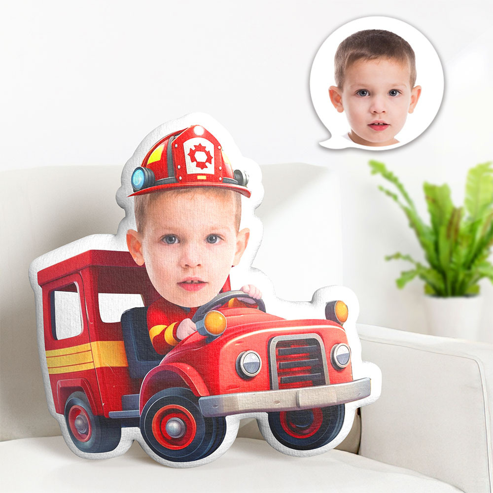 Benutzerdefiniertes Gesichtskissen Feuerwehrauto Minime Kissen Gesichtsbild Kissen Puppengesicht Körperkissen Geschenke Für Kinder - dephotoblanket