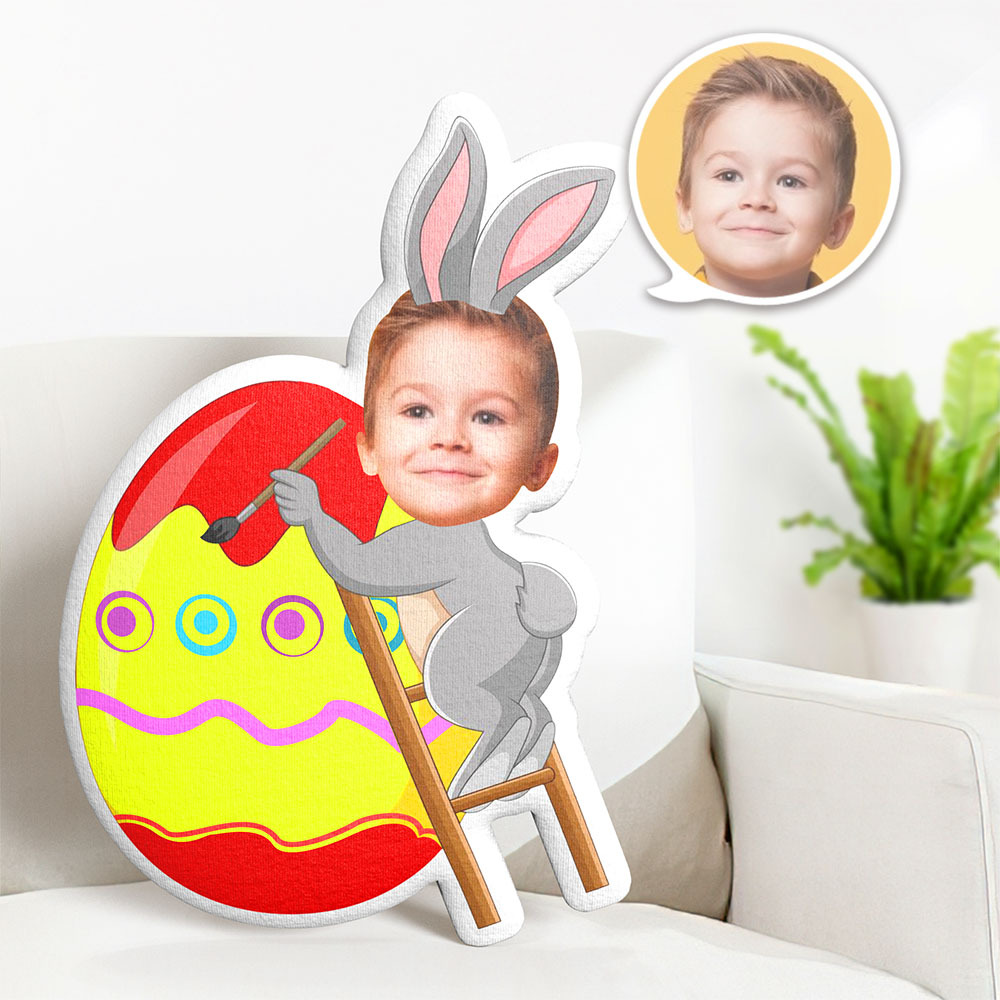 Benutzerdefiniertes Gesichtskissen Osterei Kaninchen Minime Kissen Ostertagsgeschenk Für Baby - dephotoblanket