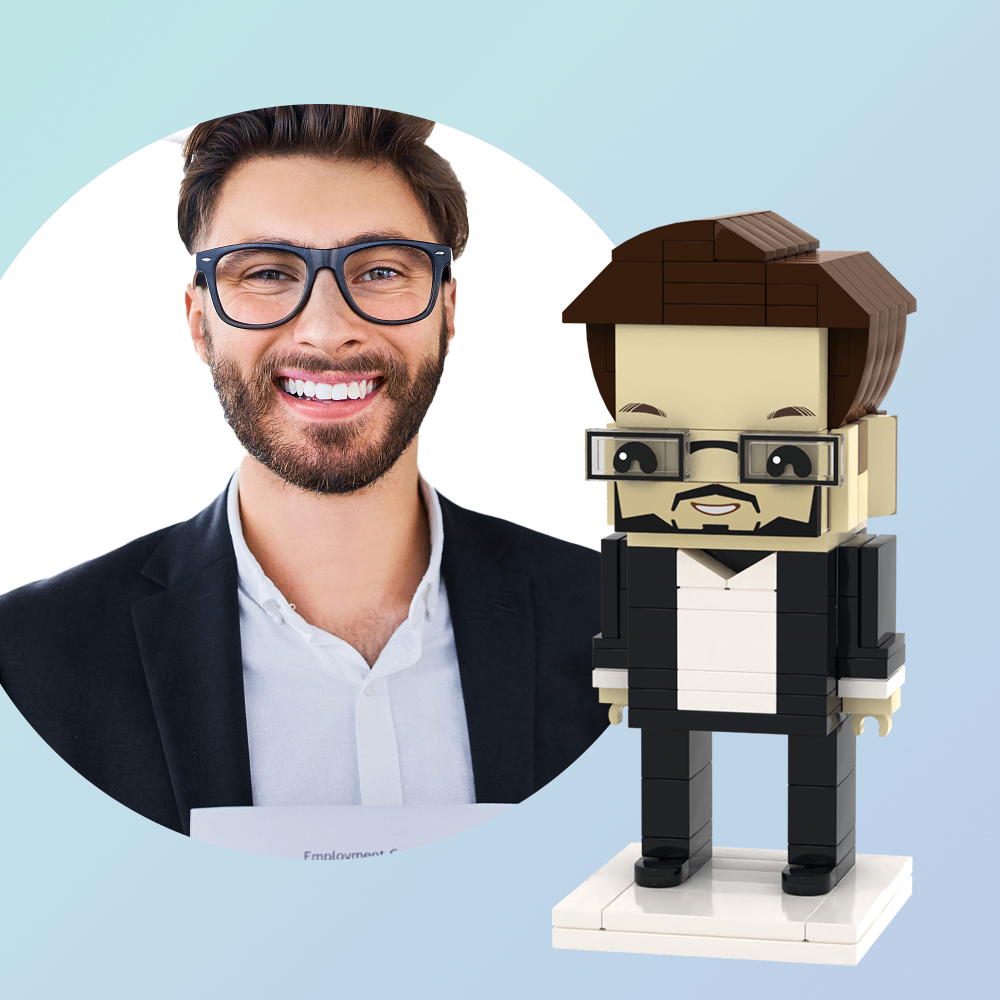 Ganzkörper Anpassbare 1 Person Detaillierte Version Benutzerdefinierte Ziegelfiguren Kleiner Partikelblock Spielzeug Geschäftsmann Im Anzug