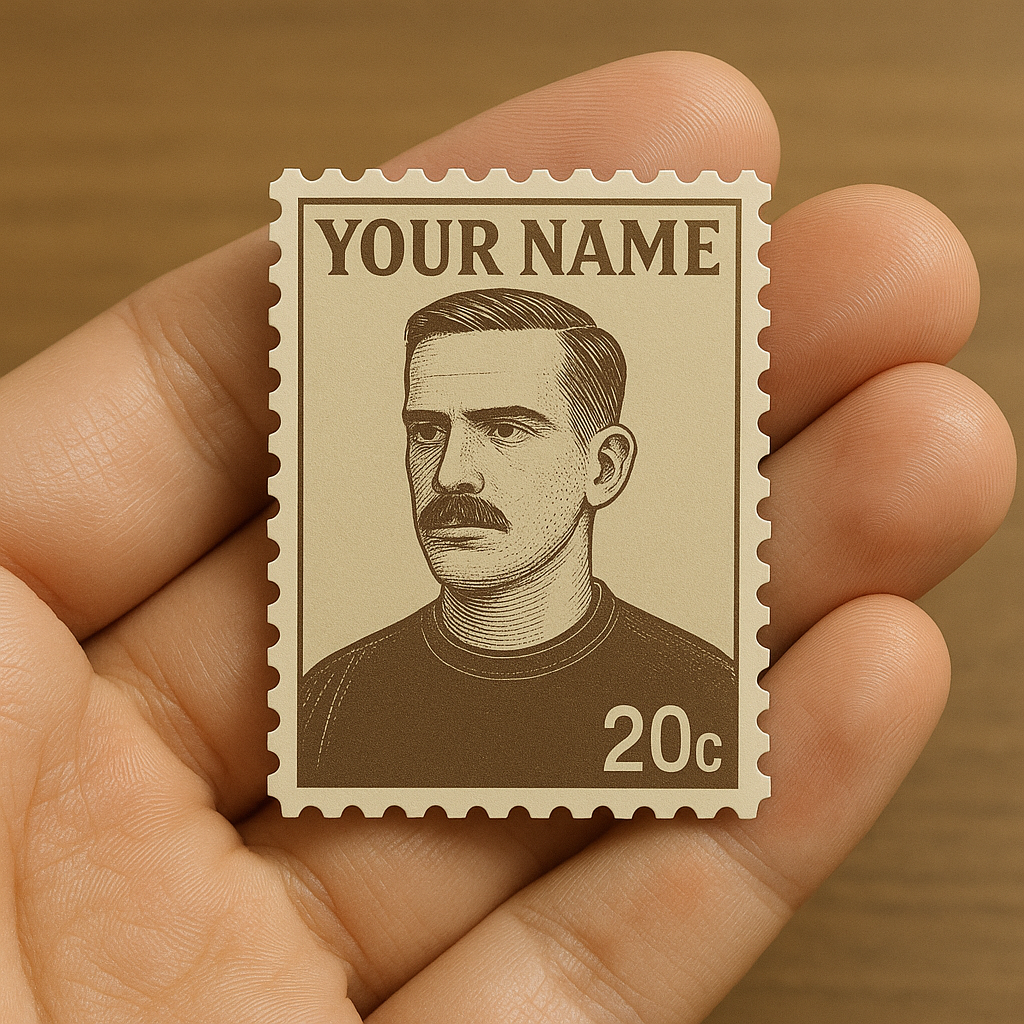 Kühlschrankmagnet Mit Individuellem Portrait Und Vintage-stempel, Personalisierter Fotoname, Briefmarke, Kühlschrankmagnet, Jubiläumsgeschenke - dephotoblanket