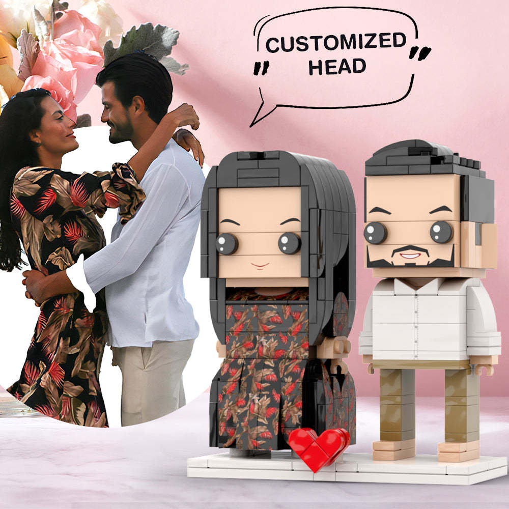 Ziegelfiguren Für Paare Zum Valentinstag, Personalisierte Ziegelfiguren Für Paare, Kleiner Partikelblock Zum Valentinstag - dephotoblanket