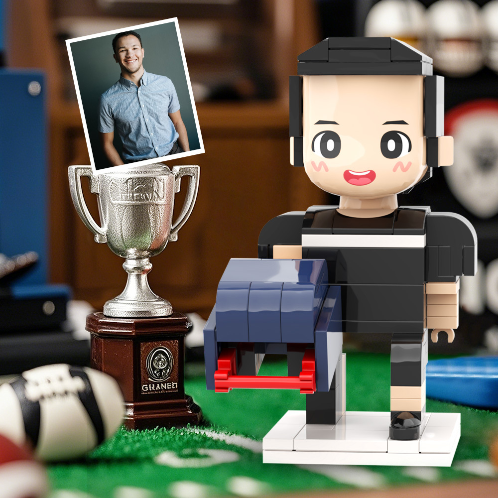 Individuell Gestaltete Footballspieler-figur Aus Bausteinen Mit Helm, Bereit Zum Spiel – Ein Tolles Geschenk Für Berufstätige - dephotoblanket