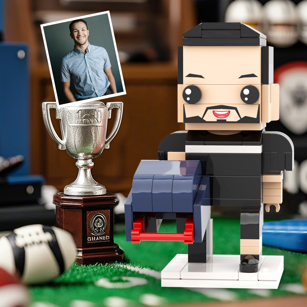 Individuell Gestaltete Footballspieler-figur Aus Bausteinen Mit Helm, Bereit Zum Spiel – Ein Tolles Geschenk Für Berufstätige - dephotoblanket