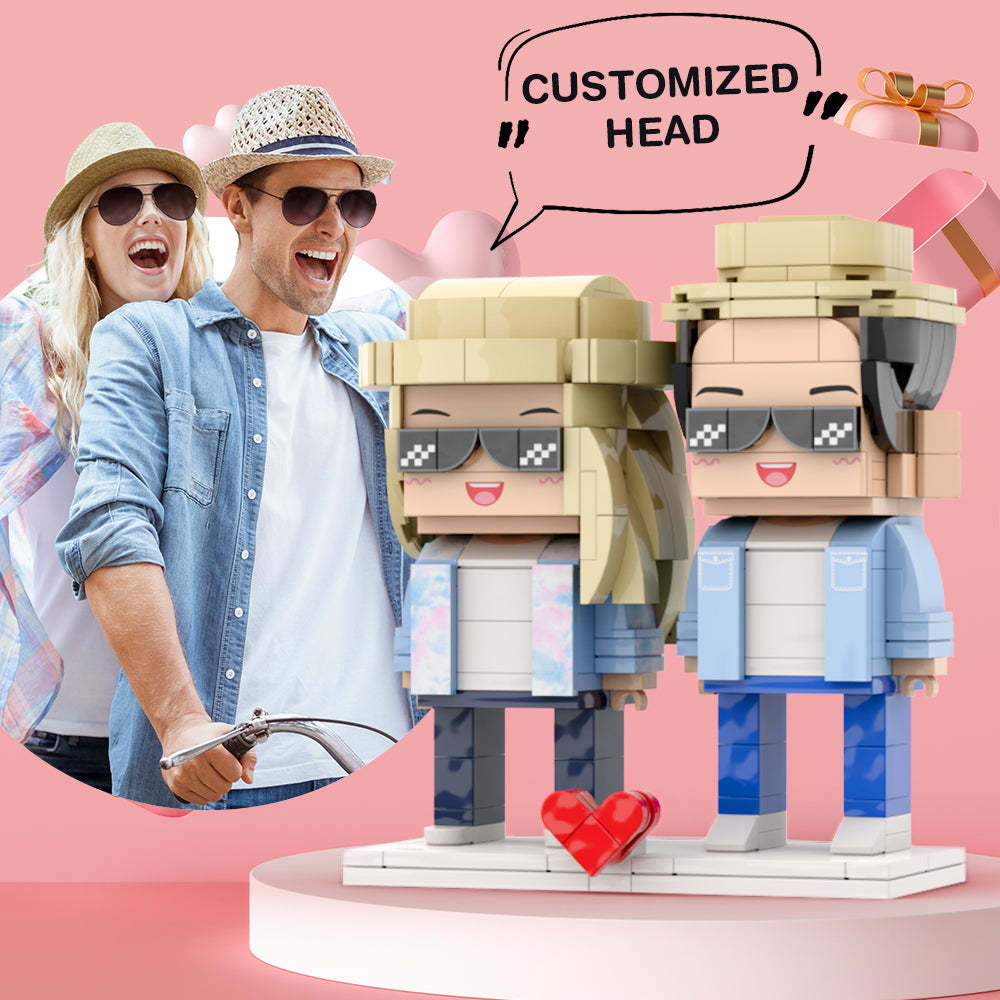 Paar-fahrrad-zusammen-stil-steinfiguren, Personalisierte Paare-steinfiguren, Kleiner Partikelblock Zum Valentinstag - dephotoblanket