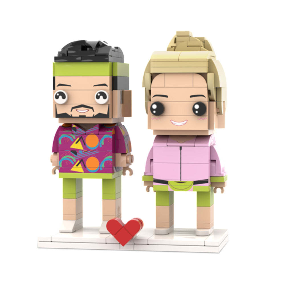 Valentinstag-fitness-paar-steinfiguren, Personalisierte Paare-steinfiguren, Kleiner Partikelblock, Geschenk Für Liebesvögel Am Valentinstag - dephotoblanket