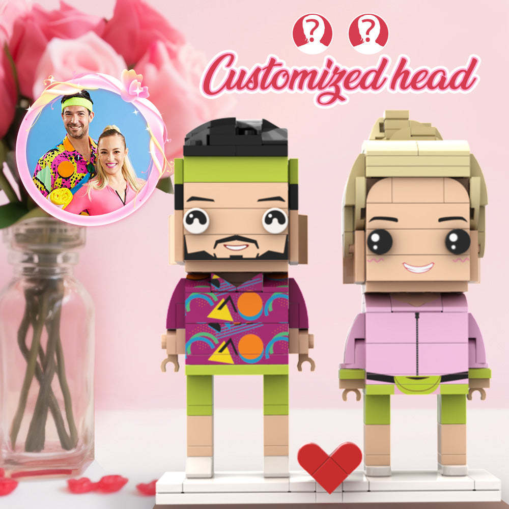Valentinstag-fitness-paar-steinfiguren, Personalisierte Paare-steinfiguren, Kleiner Partikelblock, Geschenk Für Liebesvögel Am Valentinstag - dephotoblanket