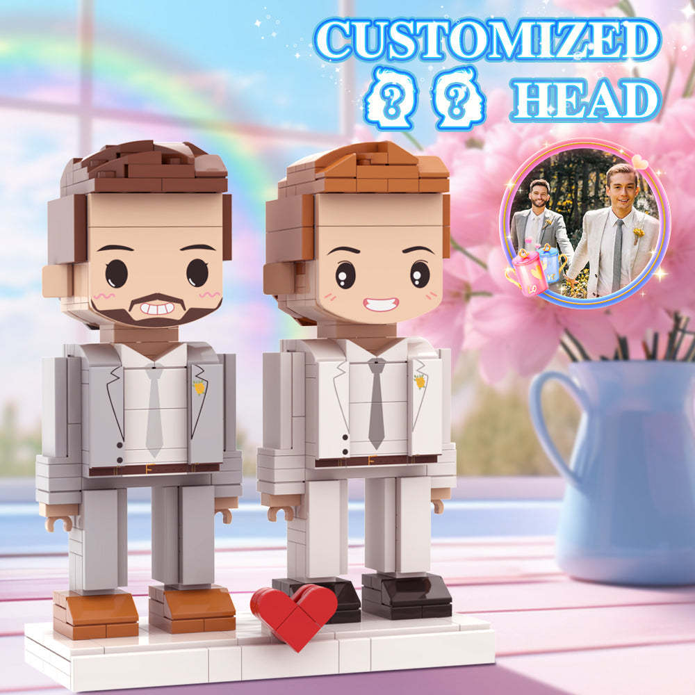 Valentinstag-geschenk Für Schwule Paare, Ziegelfiguren, Personalisierte Paare, Ziegelfiguren, Kleines Partikelblock-geschenk Für Männliche Homosexuelle Liebhaber - dephotoblanket