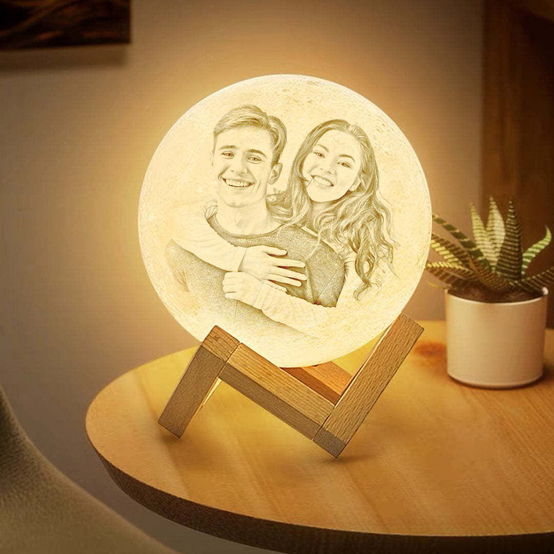 Personalisierte 3d-mondlampe Mit Foto Und Text - Geschenke Für Sie - dephotoblanket
