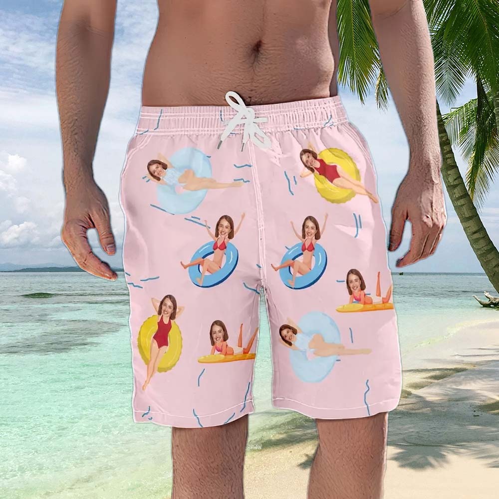 Personalisierte Strandshorts Für Herren, Sommerzeit-badehose Mit Individuellem Gesicht - dephotoblanket