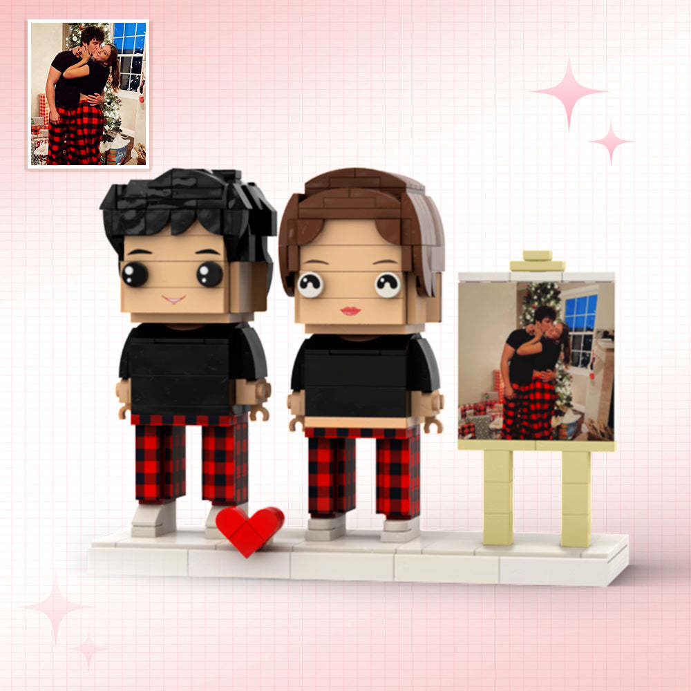 Anpassbare Ganzkörper-ziegelfiguren Für 2 Personen, Brick Me-figuren Mit Foto - dephotoblanket