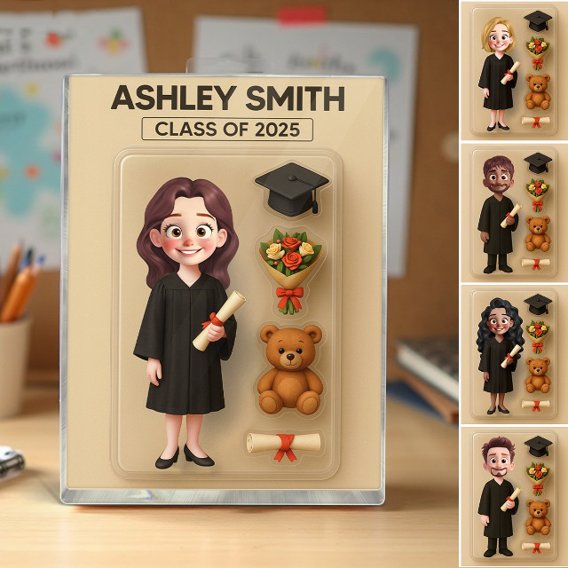 Benutzerdefinierte Figur, Personalisierte Abschlusstafel Aus Acrylblock Für Absolventen, Personalisierter Fotorahmen, Acryldekorationsstil Für Neue Absolventen - dephotoblanket