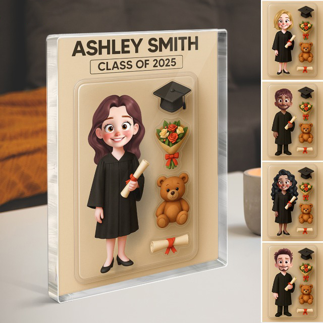 Benutzerdefinierte Figur, Personalisierte Abschlusstafel Aus Acrylblock Für Absolventen, Personalisierter Fotorahmen, Acryldekorationsstil Für Neue Absolventen - dephotoblanket