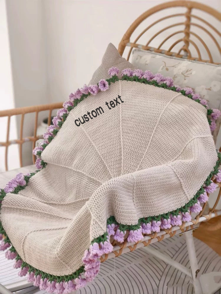 Gehäkelte Blumenstraußdecke, Gehäkelt, 3d-rosenstrauß, Gestrickte Sofadecke, Muttertagsgeschenk - dephotoblanket