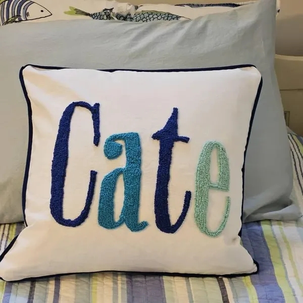 Home Decor Punch Needle Embroidered Custom Pillow Case, Personalized Gift, Graduation Gift, Dorm Room Decor, Kids Room Decor