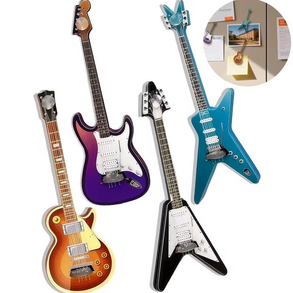 4er-set Niedliche Gitarren-kühlschrankmagnete, Musikinstrumente, Kühlschrankmagnete - dephotoblanket