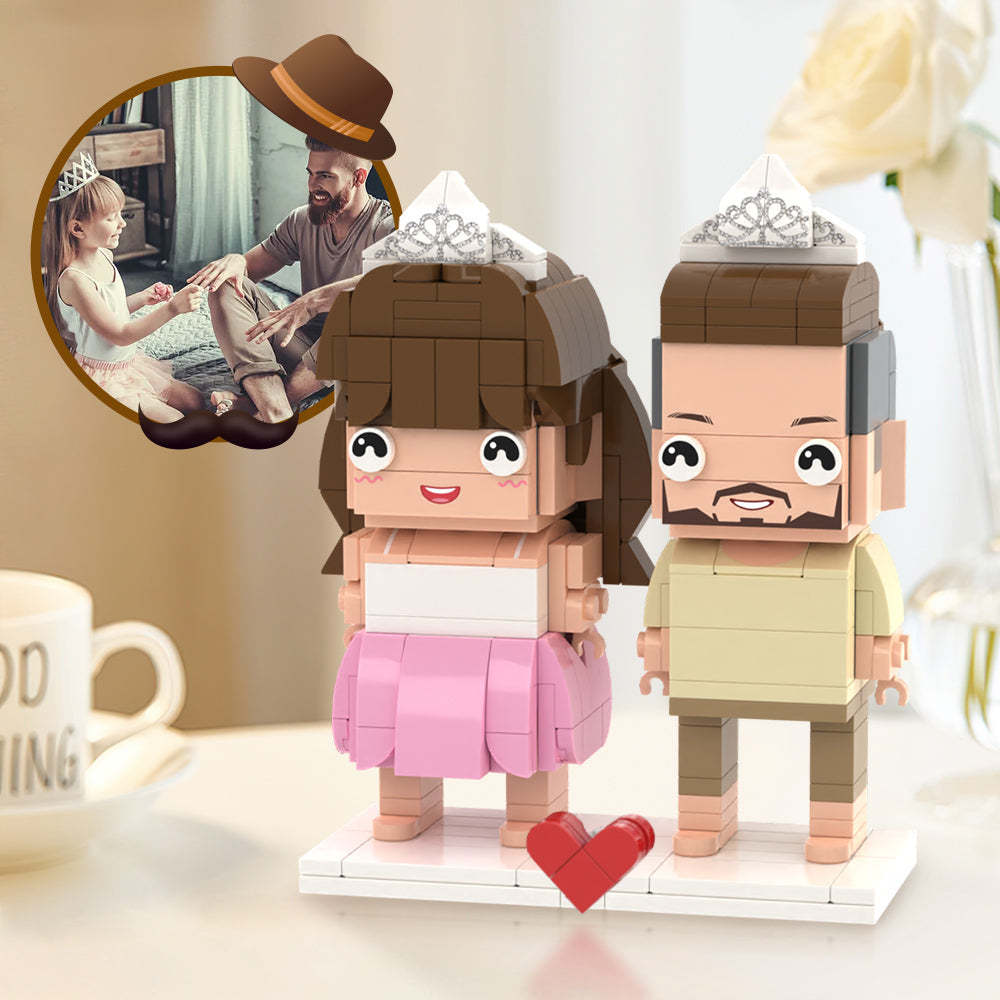 Geschenke Für Den Vater Vollständig Benutzerdefinierte 2-personen-steinfiguren Benutzerdefinierte Ziegelfiguren Kleines Partikelblockspielzeug - dephotoblanket