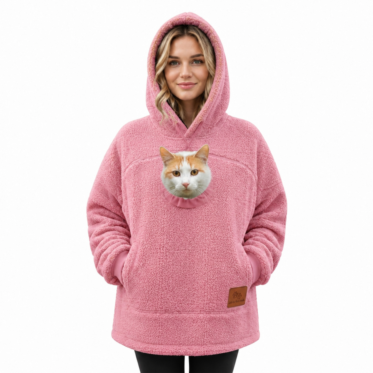 Haustier-Fleece-Kapuzenpullover – Gemütlicher Pullover Mit übergroßer Fronttasche Für Kleine Haustiere, Warmes, Lässiges Sweatshirt - dephotoblanket