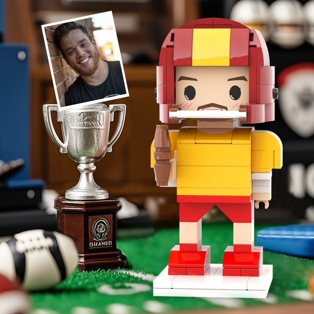 Individuell Gestaltete Footballspieler-figur Aus Bausteinen Mit Helm, Bereit Zum Spiel – Ein Tolles Geschenk Für Berufstätige - dephotoblanket