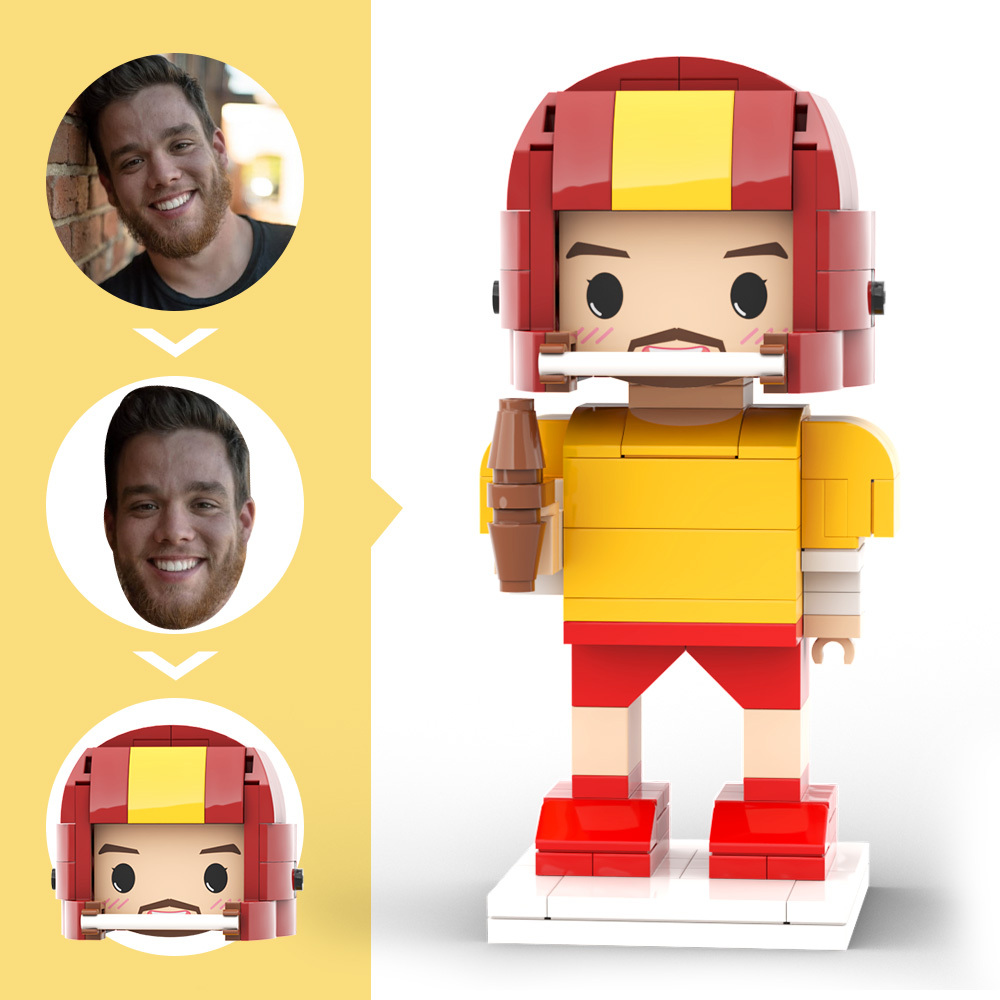 Individuell Gestaltete Footballspieler-figur Aus Bausteinen Mit Helm, Bereit Zum Spiel – Ein Tolles Geschenk Für Berufstätige - dephotoblanket