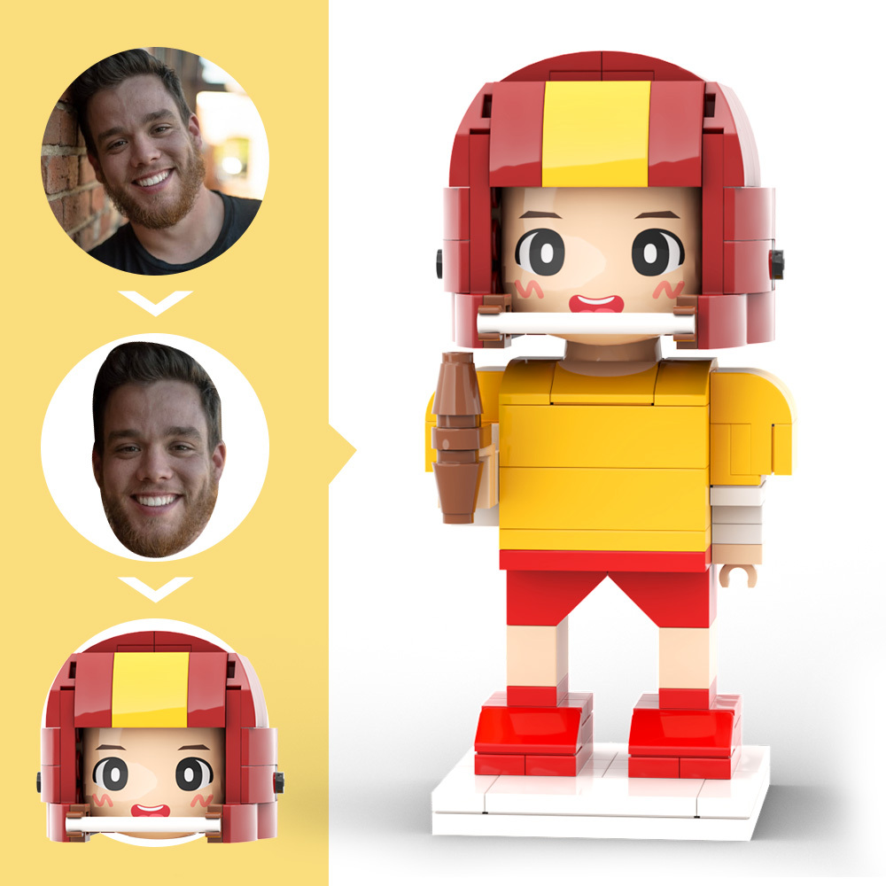 Individuell Gestaltete Footballspieler-figur Aus Bausteinen Mit Helm, Bereit Zum Spiel – Ein Tolles Geschenk Für Berufstätige - dephotoblanket