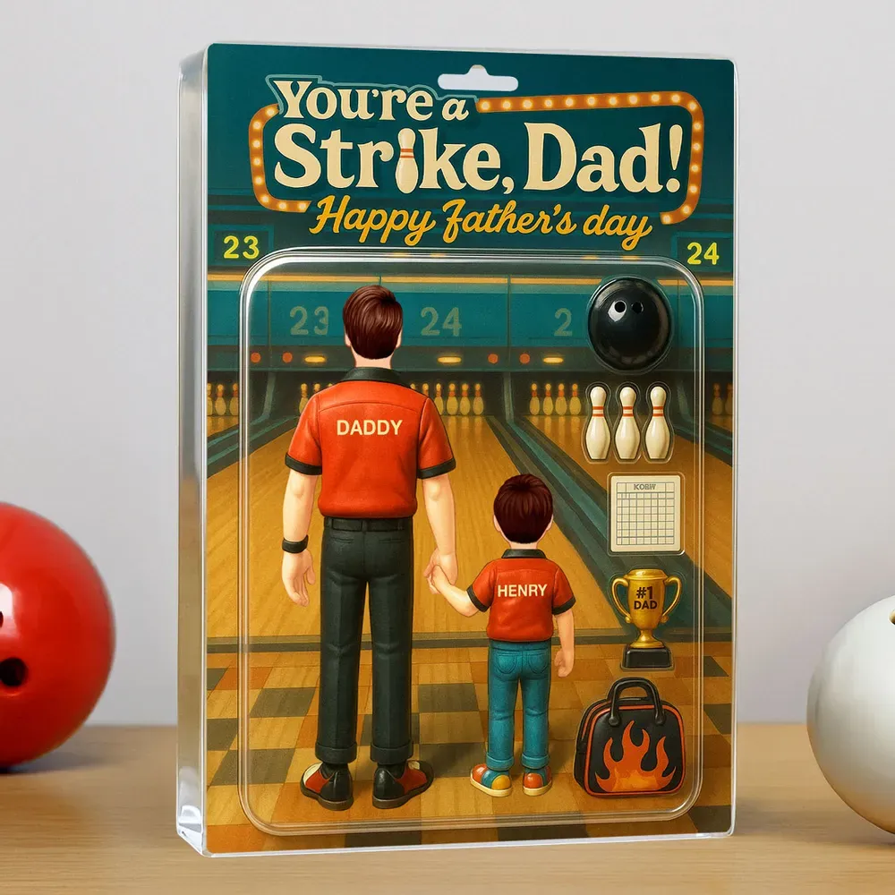 Strike! Custom Bowling Dad Acrylblock-plakette - Personalisiertes Vatertagsgeschenk Für Papa Oder Ehemann - dephotoblanket