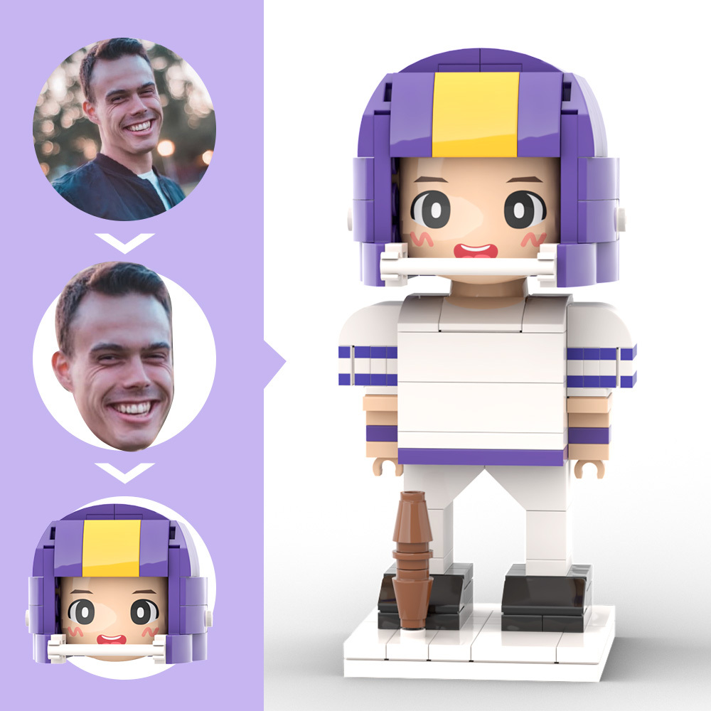 Individuell Gestaltete Footballspieler-figur Aus Bausteinen Mit Helm, Bereit Zum Spiel – Ein Tolles Geschenk Für Berufstätige - dephotoblanket