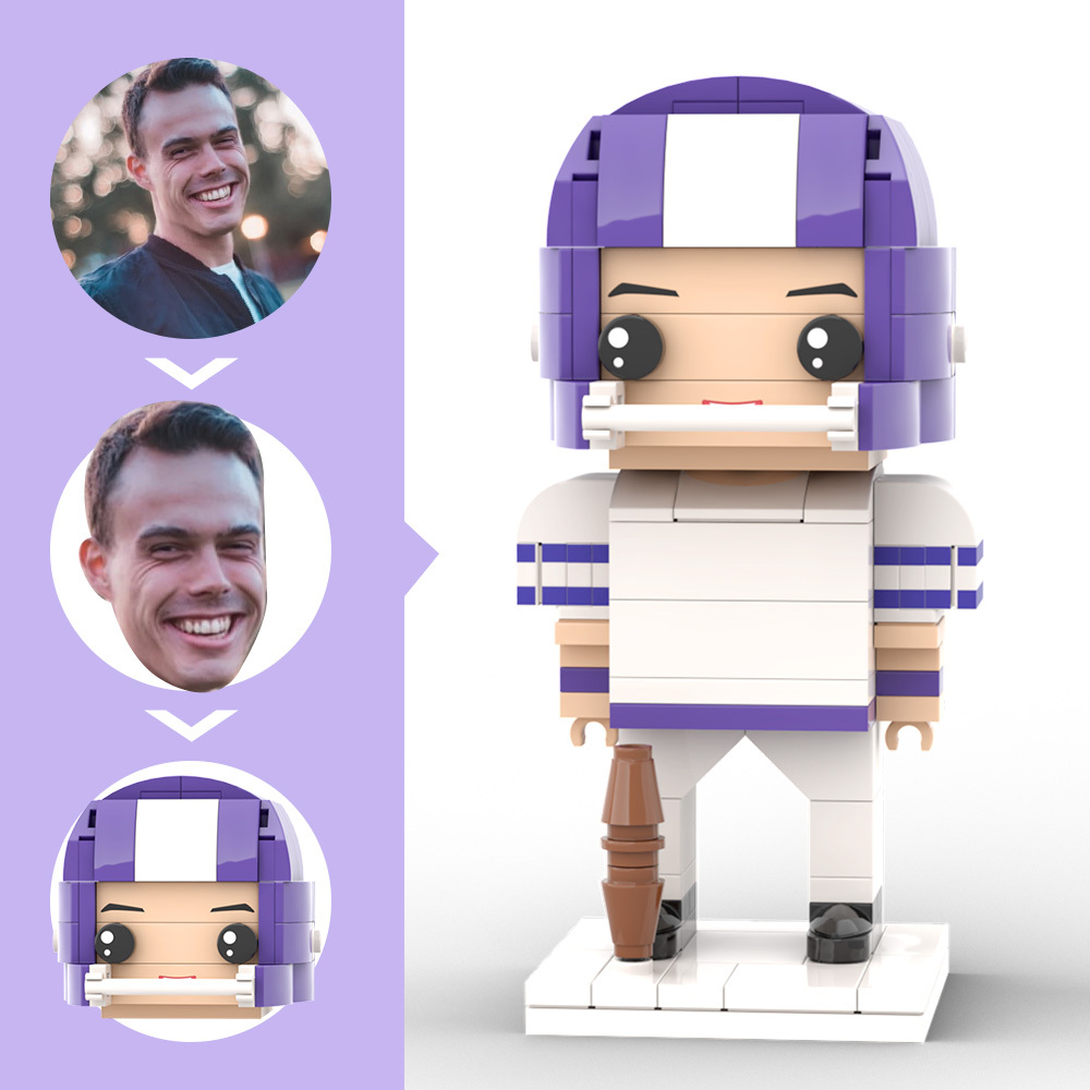 Individuell Gestaltete Footballspieler-figur Aus Bausteinen Mit Helm, Bereit Zum Spiel – Ein Tolles Geschenk Für Berufstätige - dephotoblanket