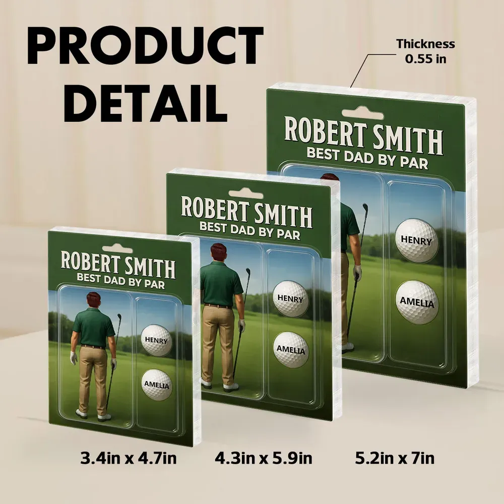 Personalisierte Acryl-blockplakette „best Dad By Par“ Golf-geschenk Mit Individuellen Kindernamen. Perfektes Vatertagsgeschenk Für Golfbegeisterte Väter - dephotoblanket