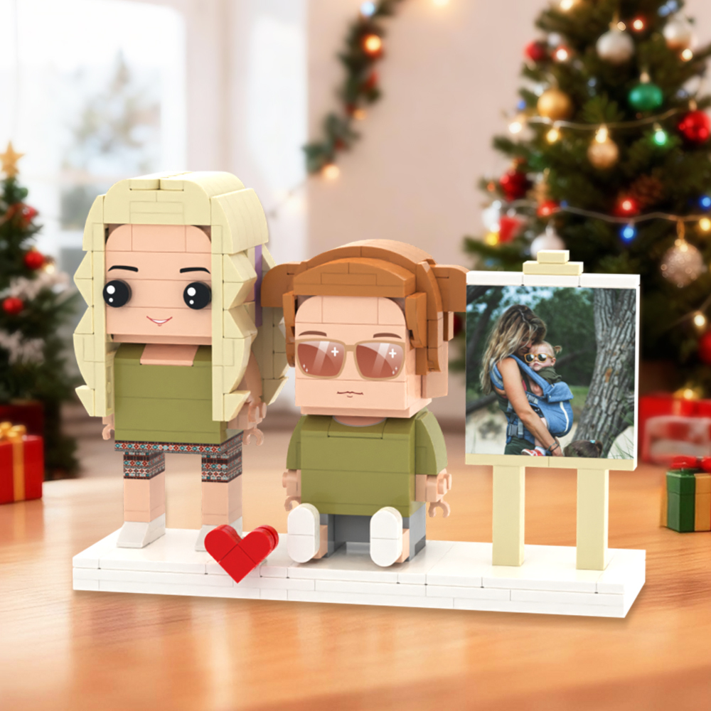 Individuell Gestaltbare Ganzkörper-spielfiguren Aus Bausteinen, Personalisierte Sitzende Spielfiguren Aus Bausteinen, Kinder Und Katze, Universelles Steckspielzeug Aus Kunststoff, Weihnachtsgeschenk - dephotoblanket