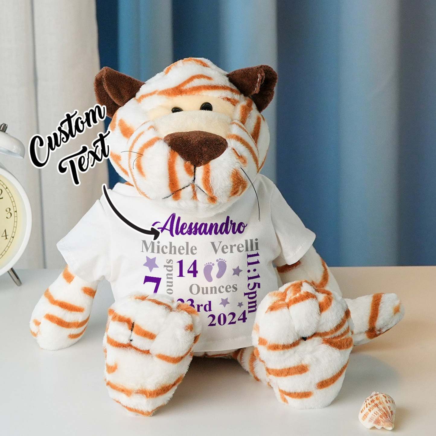 Personalisiertes Tierplüschtier Geburtsanzeige Benutzerdefinierter Fototext Geschenk Zur Babyparty - dephotoblanket