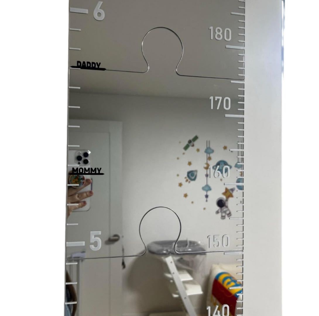 Acrylic Mirror Growth Chart Wall Sticker Kids Height Measurement Ruler in Inches & cm, Decal for Family Baby Room, Nursery, Kindergarten - dephotoblanket