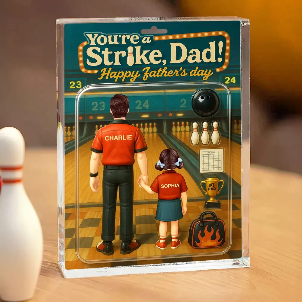 Strike! Custom Bowling Dad Acrylblock-plakette - Personalisiertes Vatertagsgeschenk Für Papa Oder Ehemann