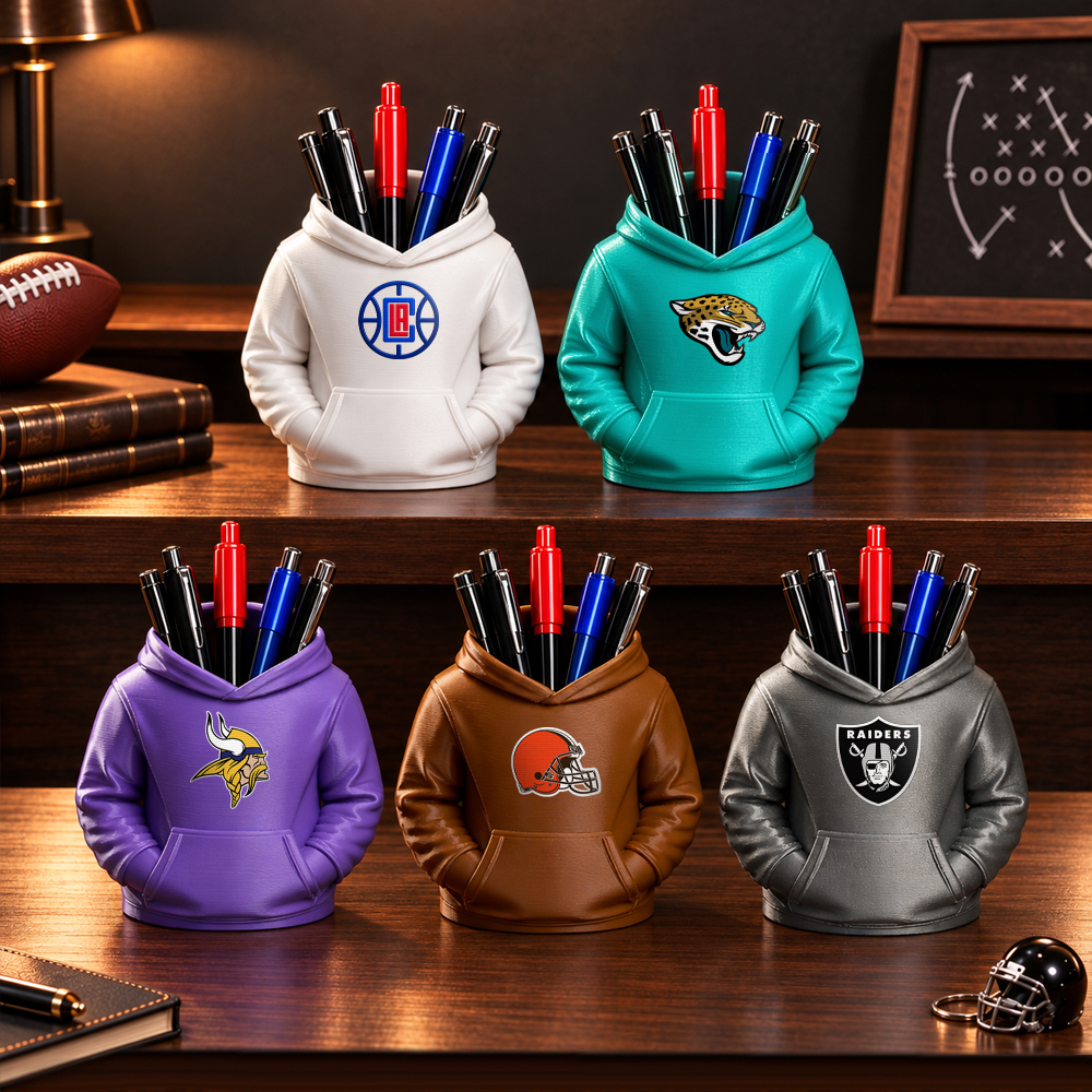 3D-gedruckter Fußball-Hoodie-Stifthalter | Team-Schreibtisch-Organizer - dephotoblanket