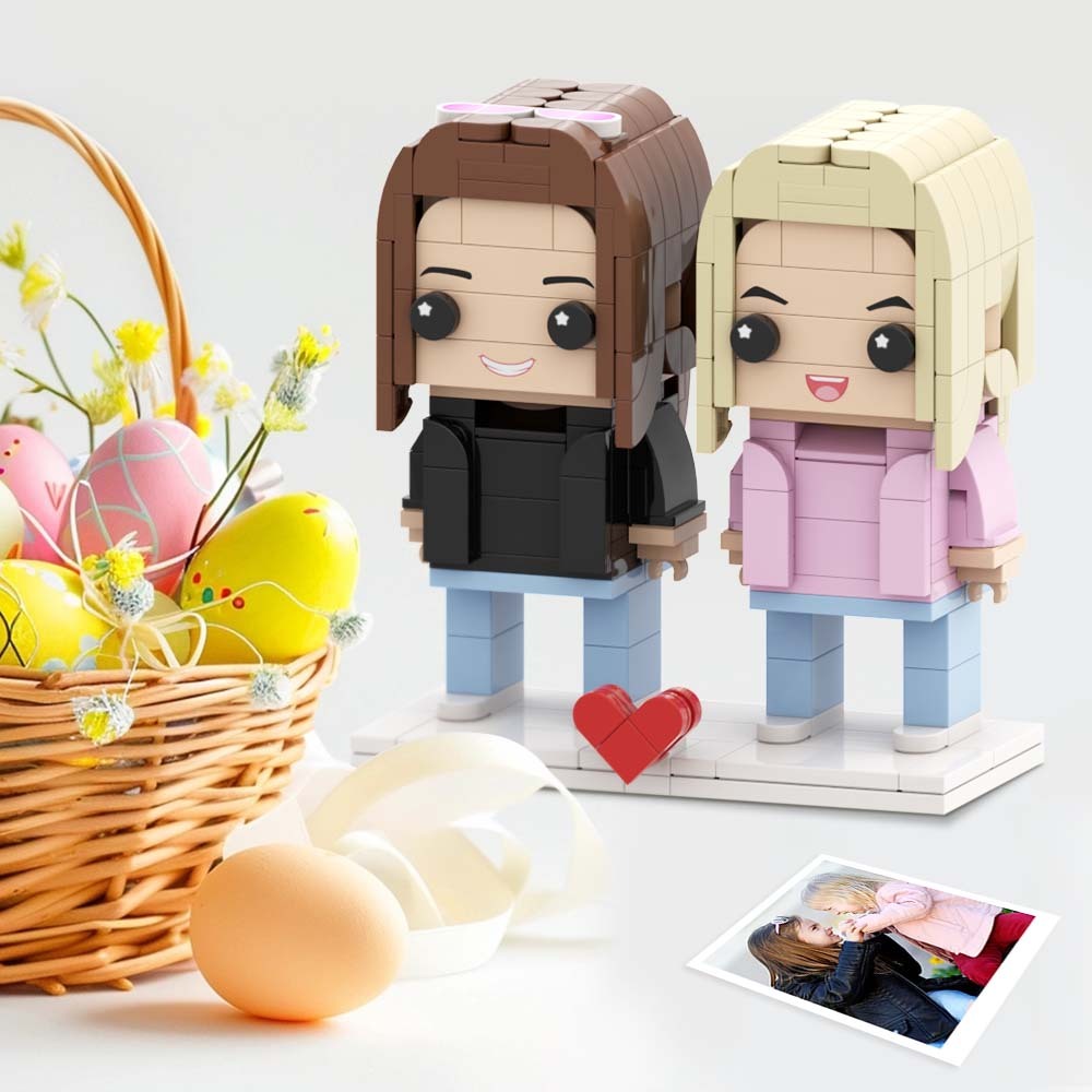 Oster-bff-ganzkörper-2-personen-ziegelfiguren Für Ein Fröhliches Ostergeschenk Für Kleine Bff-mädchen. Brick Me-figuren - dephotoblanket