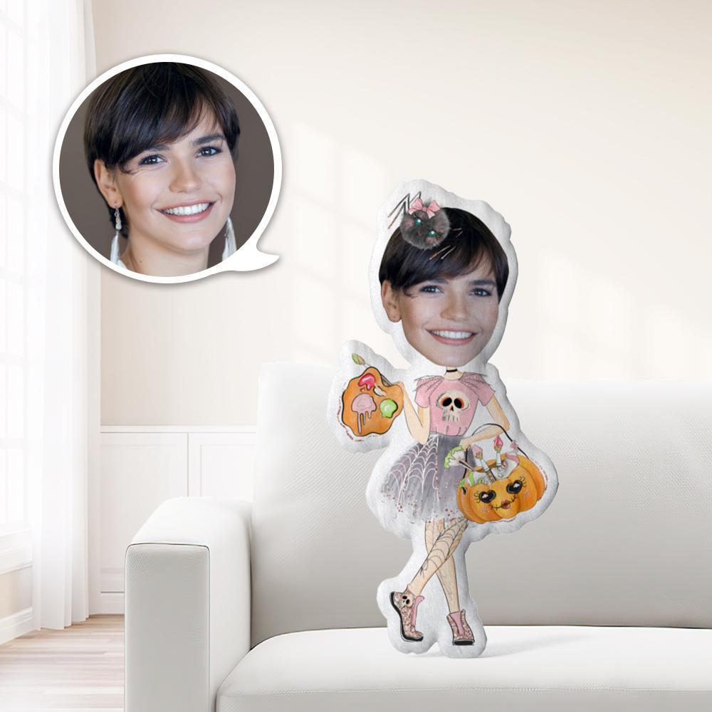 Fotokissen Gesichtskissen Personalisiertes Kissen Individuelles Kissen Minime Kissen Puppe Rosa Kleid Mädchen Halloween - dephotoblanket