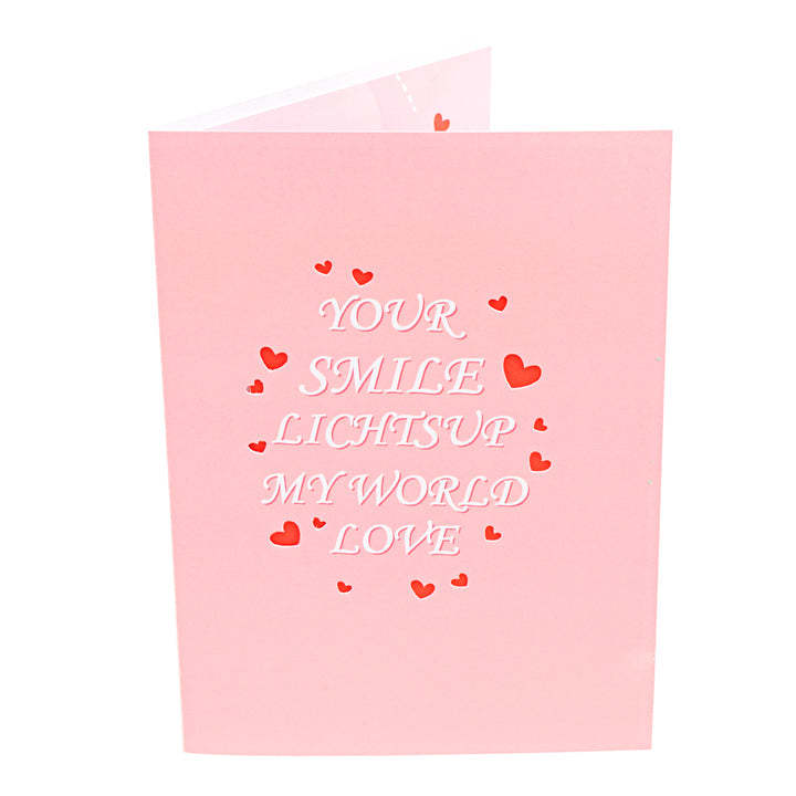 Pop-up-Karte „Dein Lächeln erhellt meine Welt“ zum Valentinstag