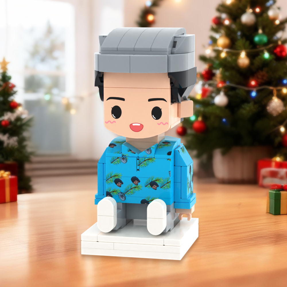 Personalisierte, Sitzende Ganzkörper-spielfiguren Aus Bausteinen, Individuell Gestaltbare 2-personen-spielfiguren Aus Bausteinen, Universelles Steckspielzeug Aus Kunststoff, Weihnachtsgeschenk - dephotoblanket