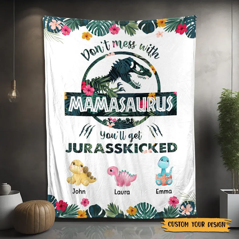 Don't Mess With Mamasaurus Tropical - Personalisierte Decke - Bestes Geschenk Für Mutter