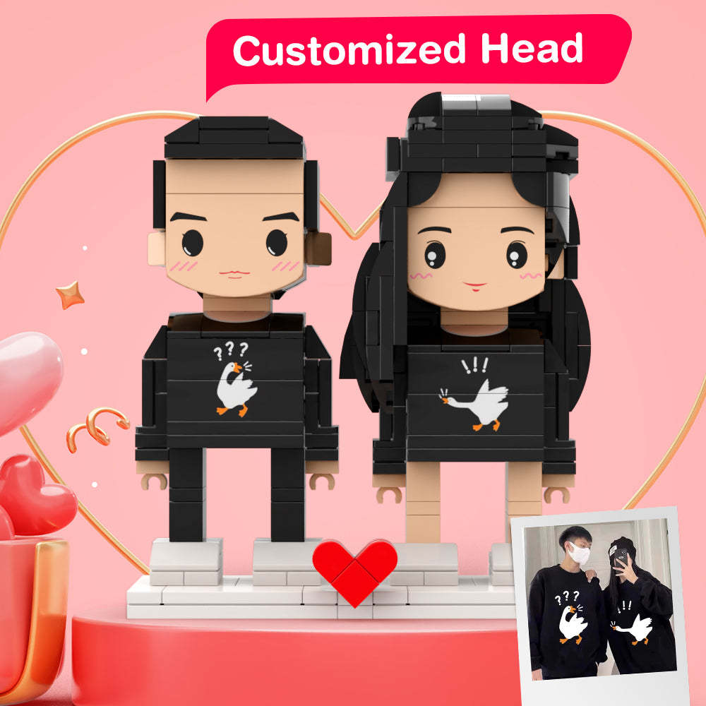 Passendes Shirt-gans-geschenk, Ziegelfiguren, Personalisierte Paare, Ziegelfiguren, Kleines Partikelblock-geschenk Für Verliebte - dephotoblanket