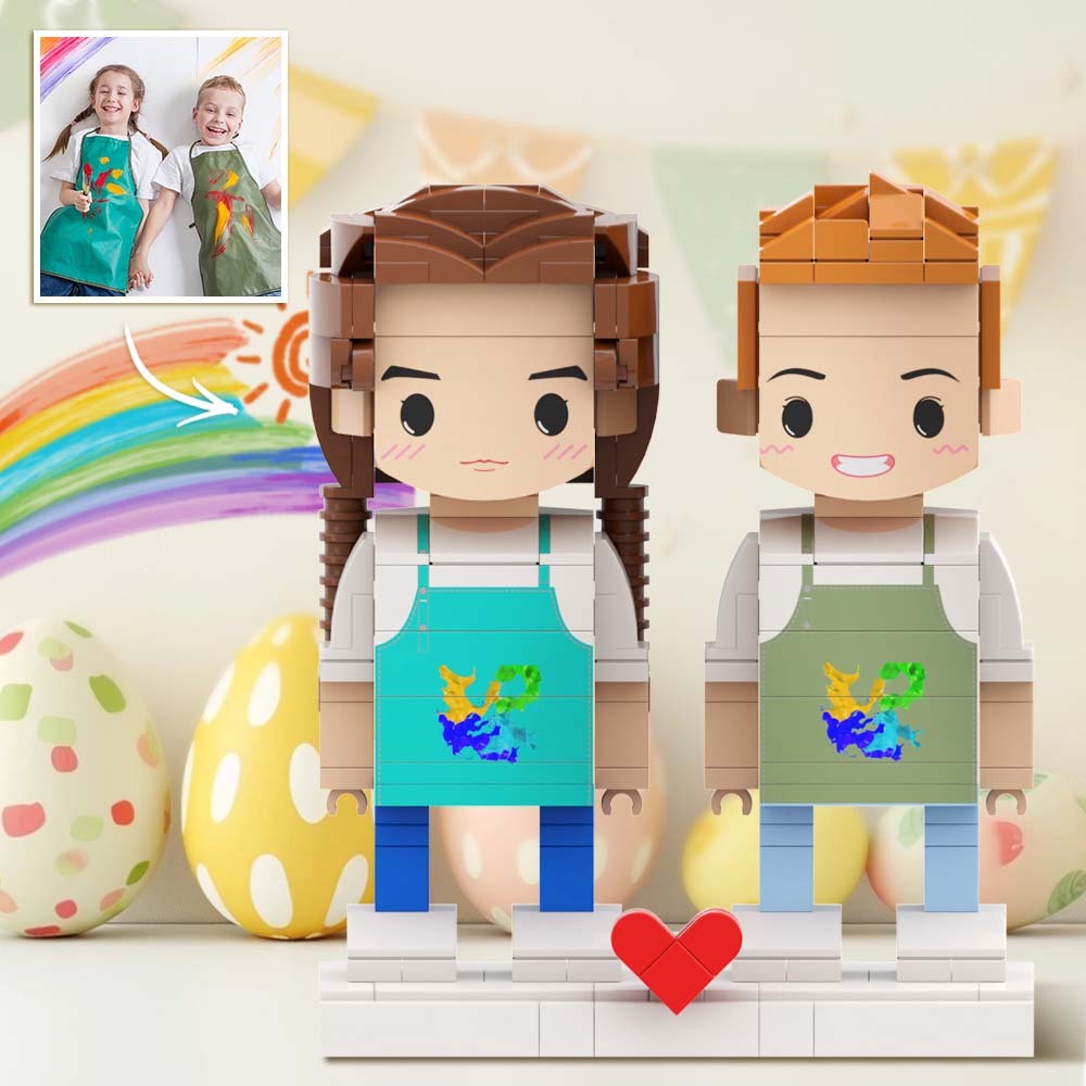Osterkinder, Anpassbar, Ganzkörper, 2 Personen, Individuelle Ziegelfiguren, Niedliche Gesichtsmaler - dephotoblanket