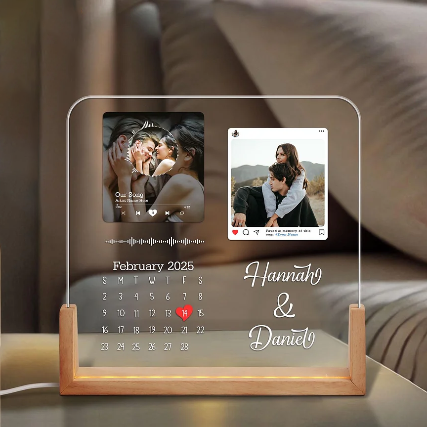 Personalisierter Spotify-kalender-nachtlichtrahmen, Personalisiertes Geschenk, Valentinstagsgeschenk - dephotoblanket