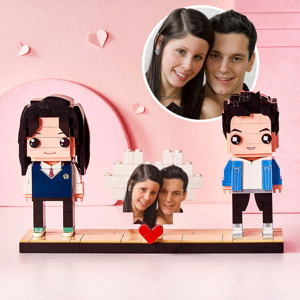Benutzerdefinierte Ziegelfiguren Und Block-fotopuzzle Ganzkörper 2 Personen Benutzerdefinierte Ziegelfiguren Personalisierte Ziegelfiguren - dephotoblanket
