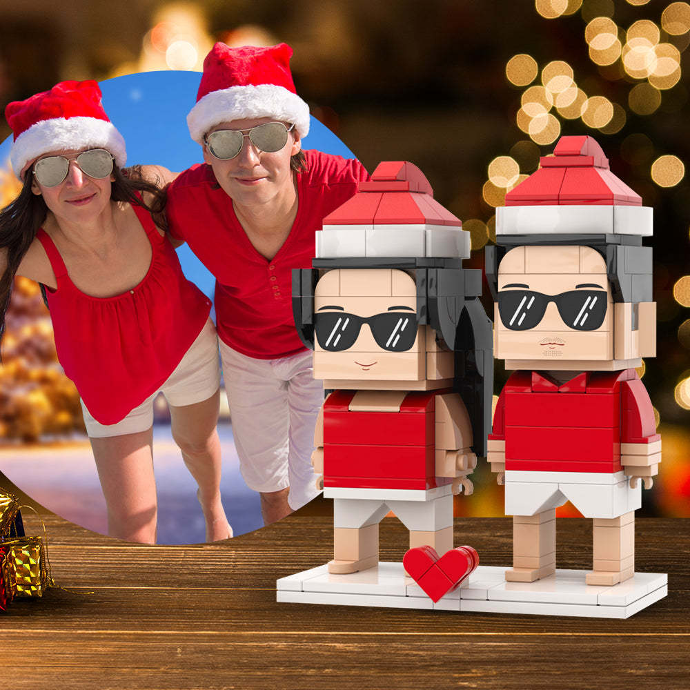 Personalisierte Ganzkörperfiguren Für 2 Personen, Individuelle Backsteinfiguren, Abendkleider, Brick Me-figuren, Weihnachtlicher Strandstil - dephotoblanket