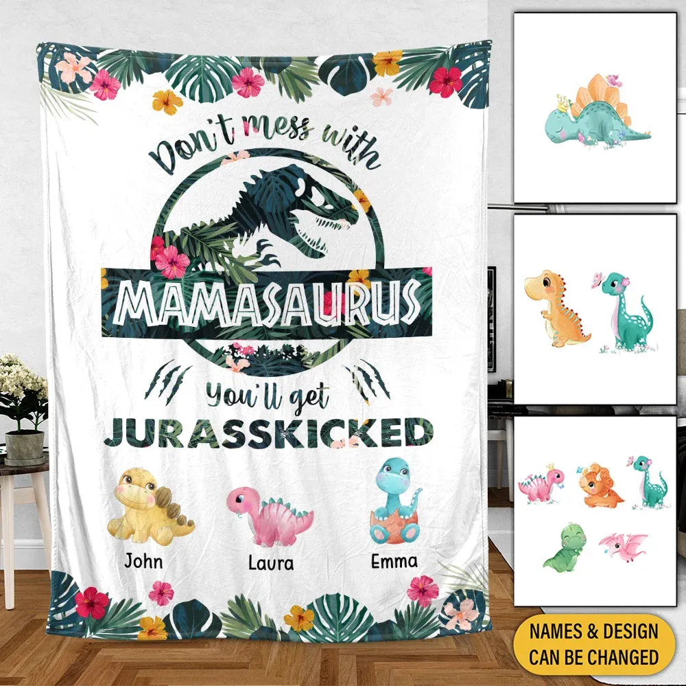 Don't Mess With Mamasaurus Tropical - Personalisierte Decke - Bestes Geschenk Für Mutter
