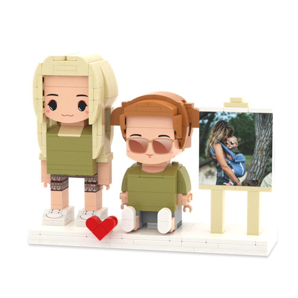 Individuell Gestaltbare Ganzkörper-spielfiguren Aus Bausteinen, Personalisierte Sitzende Spielfiguren Aus Bausteinen, Kinder Und Katze, Universelles Steckspielzeug Aus Kunststoff, Weihnachtsgeschenk - dephotoblanket