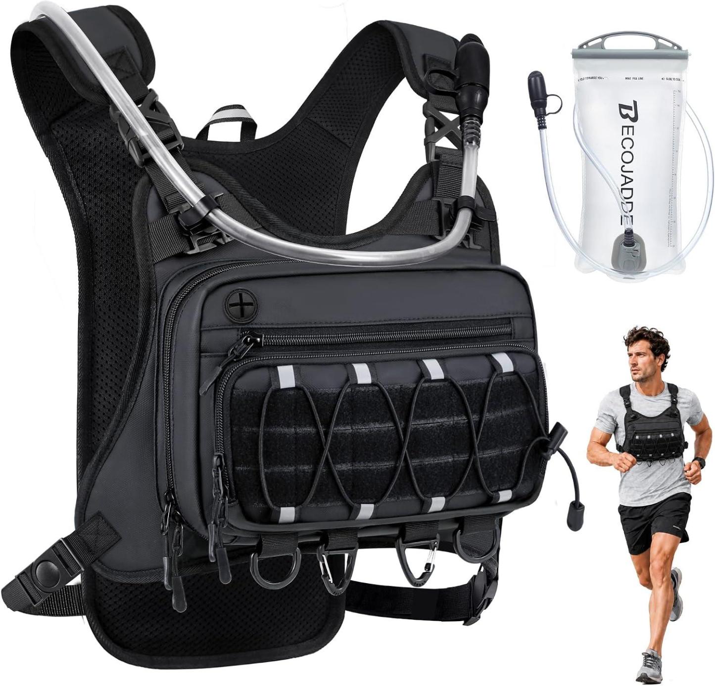 Running Vest for Men with 2L Water Bladder Tactical Hydration Backpack