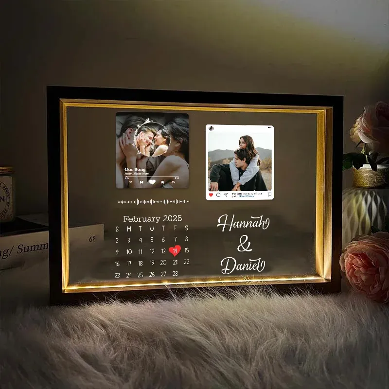 Personalisierter Spotify-kalender-nachtlichtrahmen, Personalisiertes Geschenk, Valentinstagsgeschenk - dephotoblanket