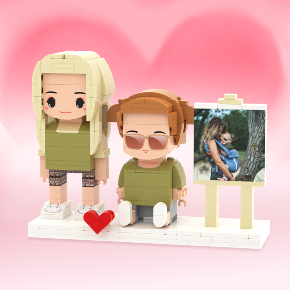 Individuell Gestaltbare Ganzkörper-spielfiguren Aus Bausteinen, Personalisierte Sitzende Spielfiguren Aus Bausteinen, Kinder Und Katze, Universelles Steckspielzeug Aus Kunststoff, Weihnachtsgeschenk - dephotoblanket